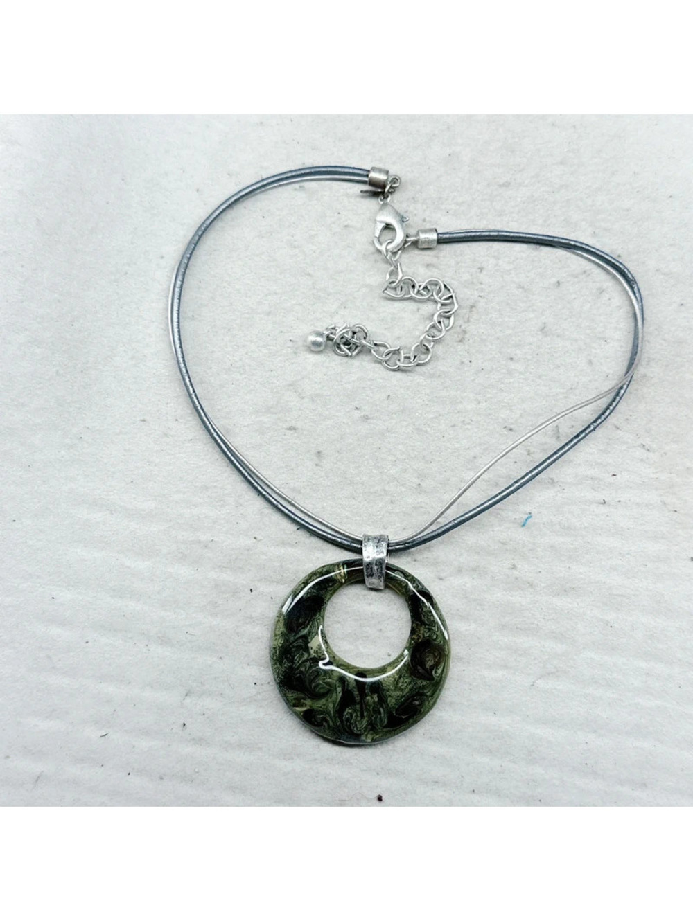 852mc. Olive Green Enamel Necklace Chico’s